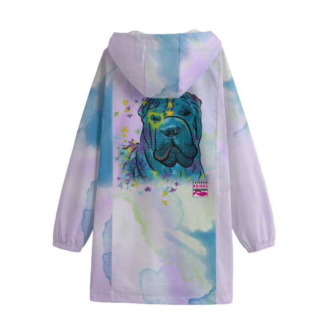 Preview: Leichte Regenjacke Itchy – Popart Hundemotiv, 100 % Polyester, Unisex, Mix, Mischling, Shar Pei